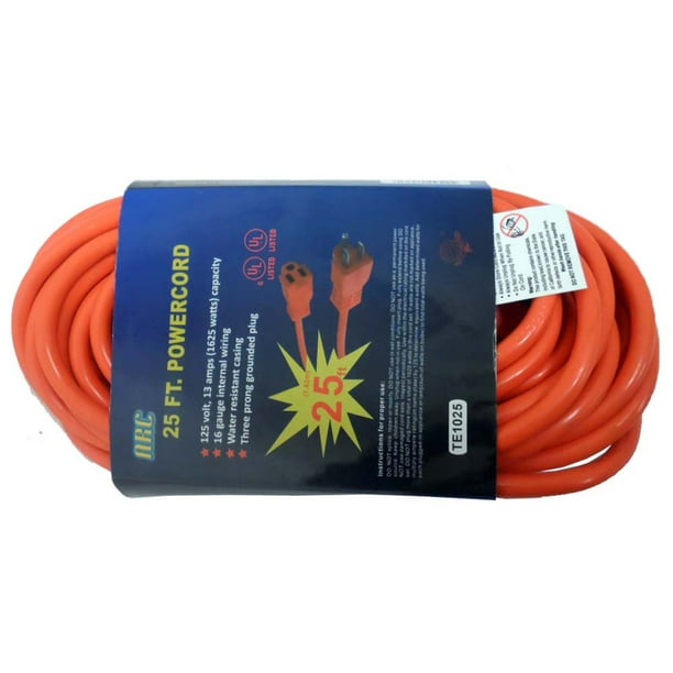5 Foot Heavy Duty Orange Extension Cord With Grounded 3Prong Plug