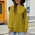 thumbnail image 2 of Cardigan Sweaters for Women, Solid Color Crew Neck Knit Pullover Sweater Soft Comfortable Casual Winter Warm, Women's Sweaters(Yellow,XL), 2 of 5