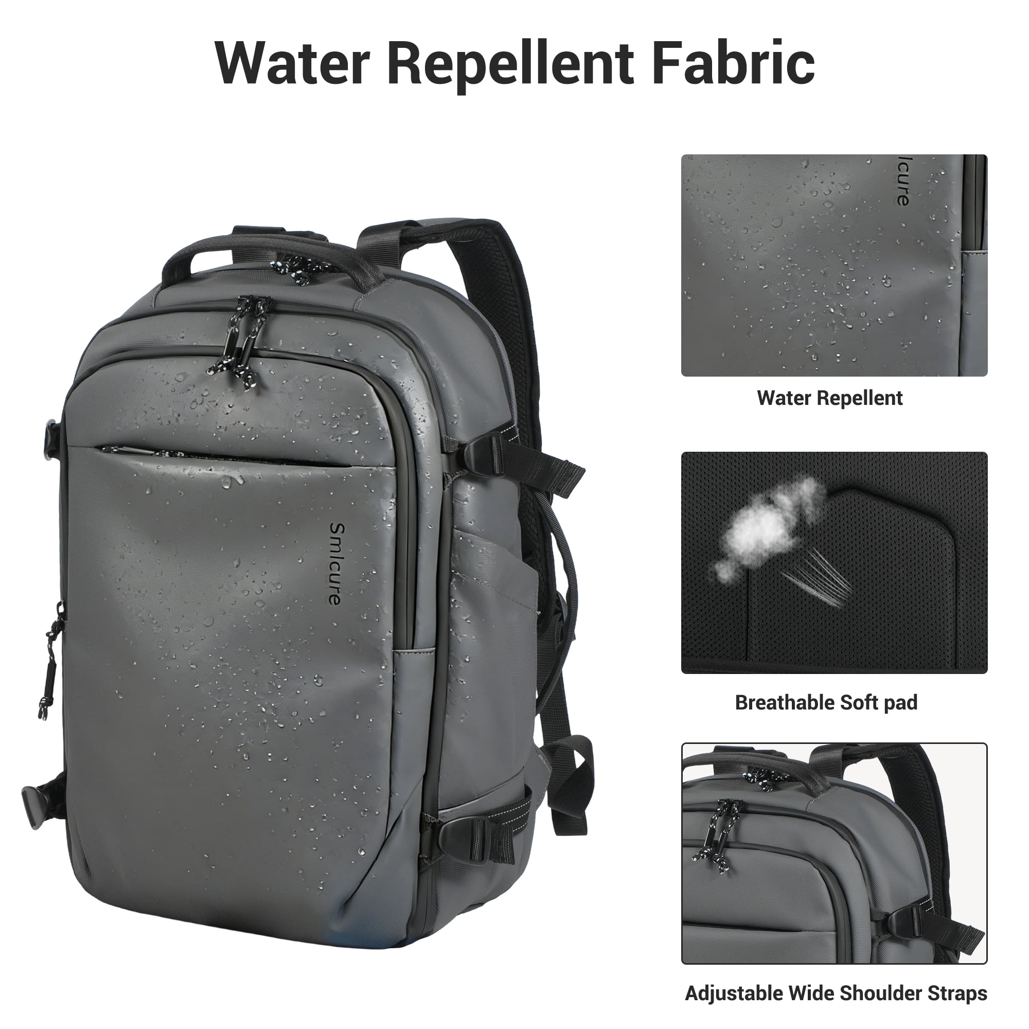 Smicure Travel carry on Backpack Laptop Business 18 Inch Business Anti Theft Slim Water Resistant Sturdy College Computer Bag.Gray