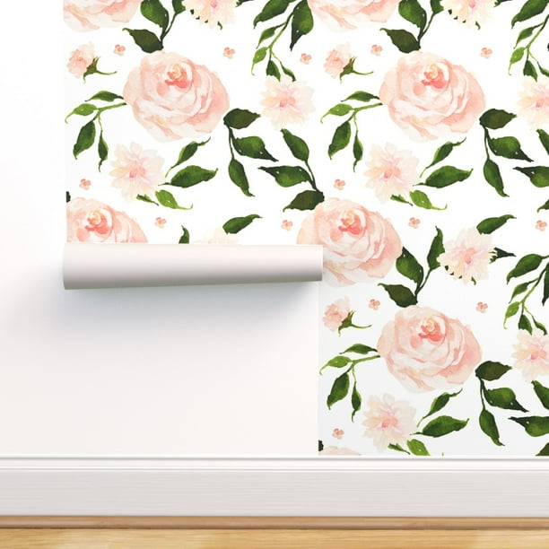 PeelandStick Removable Wallpaper Wedding Floral Pink Roses Baby Girl