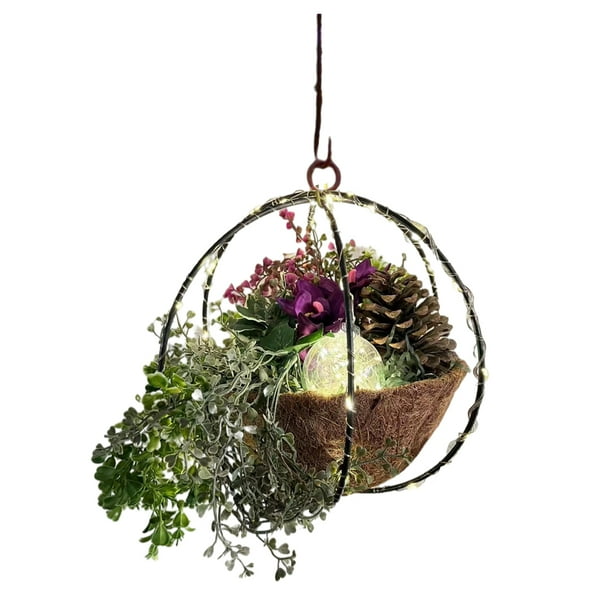 De Navidad Artificial Con Conos De Pino, Bayas Rojas, Luces Led Blancas, Decoración Para Jardín De Césped Interior Al Aire Libre Vogacara HA039820-01