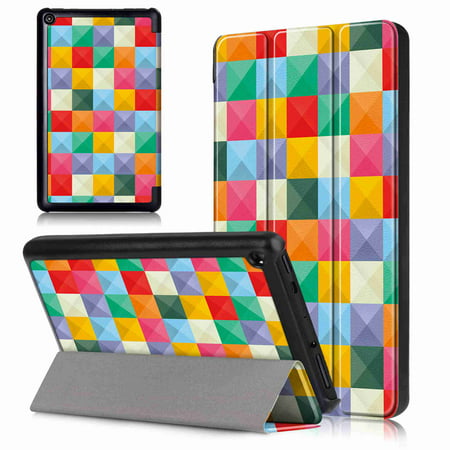 Dteck Slim Folio Case for Amazon All-New Kindle Fire 7 Thin Folding Stand Shell PU Leather Lightweight Cover For Fire 7