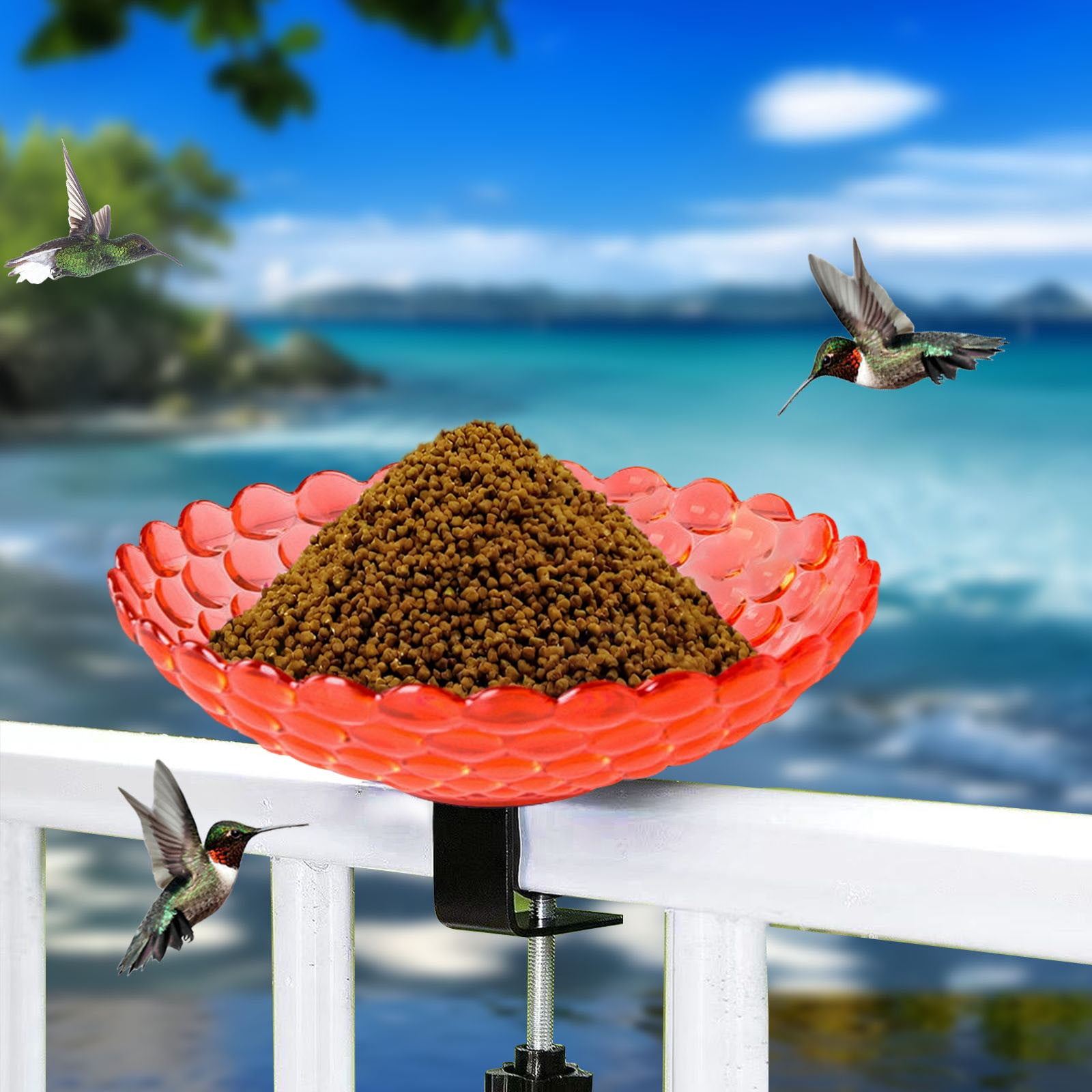 Outdoor Garden Decorations: Bird Bath and Feeder with Adjustable Height for Small Birds
