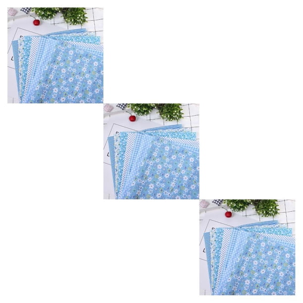 Juego de 7 piezas Cateissary edredón de cuarto ancho surtido de tela de algodón Azul 3piezas