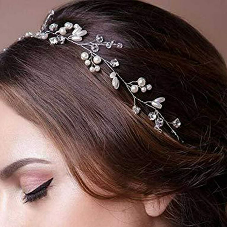GROFRY Wide Imitation Pearl Decor Hair Clasp Women Bridal Rhinestone Wide  Hair Hoop Hair Accessories 