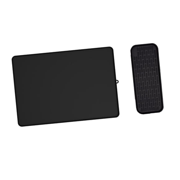 Tapete de silicona para café. Accesorios que mantienen la vajilla limpia. Tapete escurridor resistente al calor. Negro