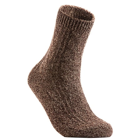 

Lian LifeStyle Women s 6 Pairs Fashion Soft Wool Crew Socks Size 6-9 HR1613(Brown)