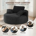 thumbnail image 4 of Hawsaiy 56.3" Oversized Round Chaise Lounge Sofa, Deep Seat Sleeper Loveseat with 3 Supportive Pillows, Wide Armrest, No Assembly Required, Corduroy Fabric Sofa Bed for Living Room or Bedroom, 4 of 10