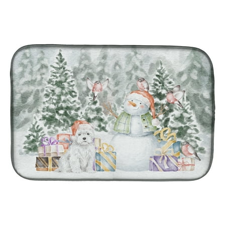 

Caroline s Treasures CK8089DDM West Highland White Terrier Snowman and Christmas Presents Dish Drying Mat 14 x 21