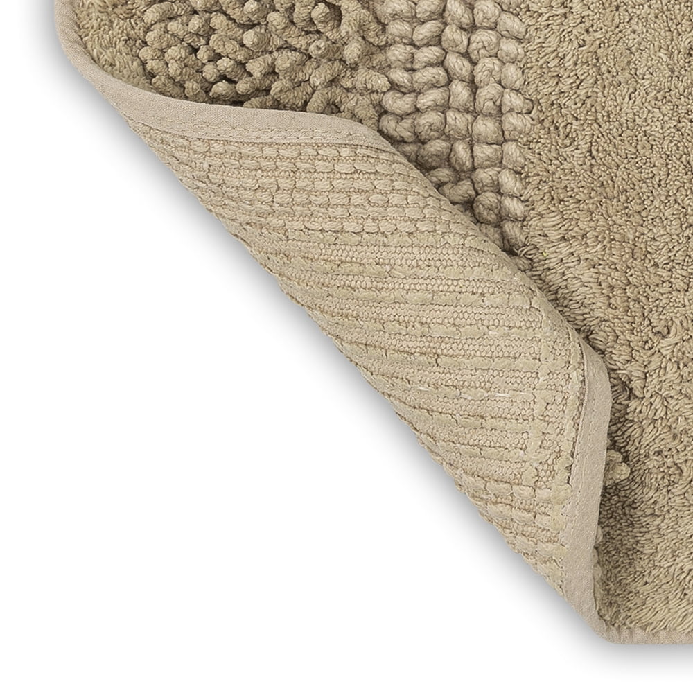 Mohawk Home Plush Cotton Fade/Stain Resistant Non-slip Machine Washable Bath Mat, Taupe, 2' 3" x 3' 9"
