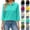25# Turquoise, variant on Womens Button Down Shirts Casual Lapel 3/4 Sleeve Solid Color Shirts Tennis Golf Business Casual Polo Shirts with Pocket Purple M