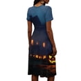 thumbnail image 5 of Halloween Dresses for Women Witch Hat Short Sleeve Spider Funny Wedding Guest Dress Bat V Neck Casual Wrap Dresses M, 5 of 5
