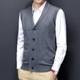 thumbnail image 5 of Product Classification Men's Sweater Vest - Buckle Design V-Neck Wool Collarless Autumn/Winter Layering, 5 of 5