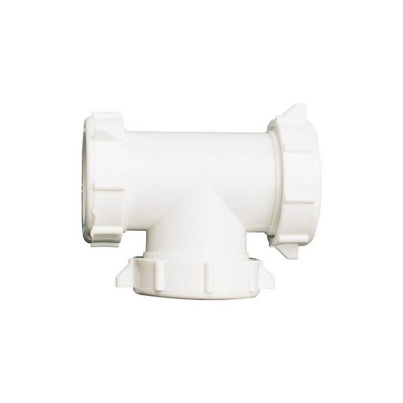 Plumb Pak PP55-6W Coupling Tee, 1-1/2 in, Slip-Joint, Plastic, White