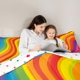 thumbnail image 5 of jejeloiu Colorful Rainbow Stripe Queen Comforter Set,Geometric Waves Lines Bedding Comforter Set For Girls Teens Reversible 3pcs, 5 of 8
