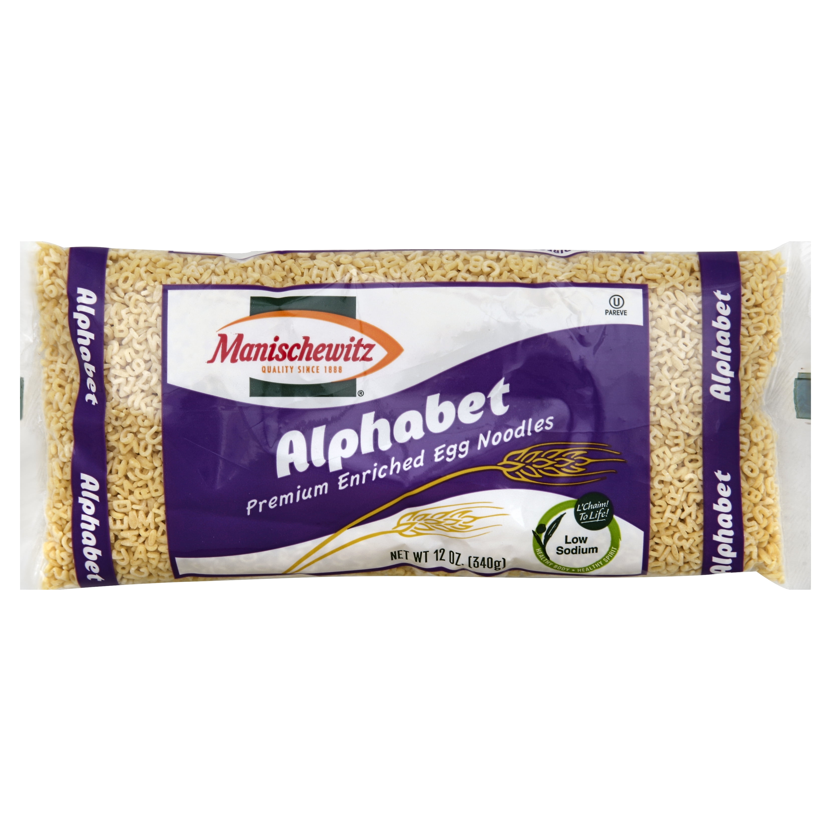 Pack of 12 Manischewitz Egg Noodles Alphabet Bag 12 oz