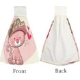 thumbnail image 3 of 2 Pcs Hanging Towels, Dish Towels Cute Pink Kitten Set On A Heart Absorbent Hand Towels with Hanging Loop Washcloth for Bathroom Kitchen, 3 of 6