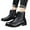 Black, variant on Juosiy Mens Patent Leather Combat Boots Fashion Side Zipper Lace Up Non Slip Motorcycle Booties