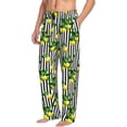 thumbnail image 3 of Mens Pajama Pants - Soft Sleep & Lounge Pants for Men, Lemons on Striped Cuteness Casual PJ Bottoms Pants with Pockets, 3 of 5