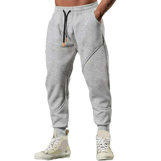 Borniu Mens Pants Clearance Sale! Men's Pants Solid Color Have Pockets Drawstring Pinching Casual Trousers
