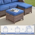 thumbnail image 4 of PARKWELL 5 Pieces Patio Furniture Set, Outdoor Swivel Gliders Rocker, All-Weather Wicker Conversation Set with Rattan Rocking Chair, Ottoman and 5" Thick Cushion for Porch Deck, Brown/Navy, 4 of 10