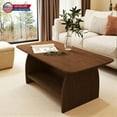 thumbnail image 2 of Hassch 47.24-Inch Center Table with Storage for Living Room, Farmhouse MDF Rectangle Coffee Table w/ Open Shelf, 2-Tier Design, Easy Assembly, Walnut, 2 of 6