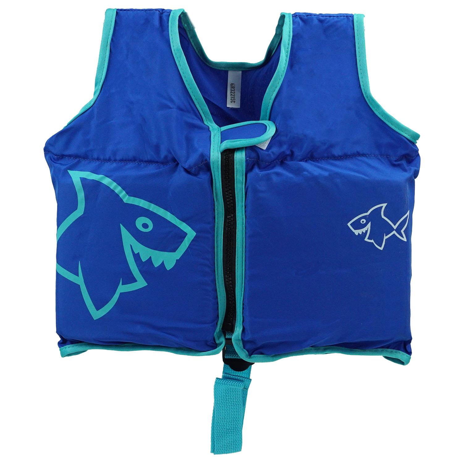 12.5" Adjustable Blue Swim Vest with Shark Design for Swimming Pools