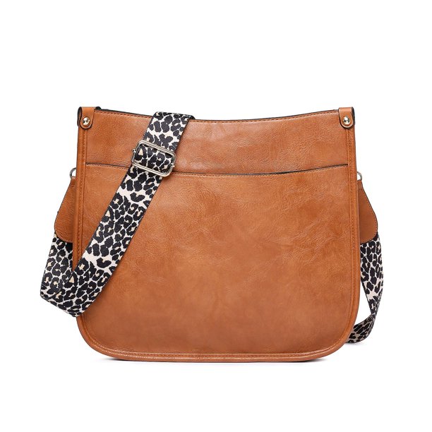 Bolso cruzado de leopardo con correa de guitarra para mujer, bolso de cuero de PU, bolso tipo cubo