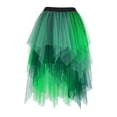 thumbnail image 2 of Women's Gothic Tulle Skirts Mesh Layered Asymmetrical Skirt Black Green M, 2 of 4
