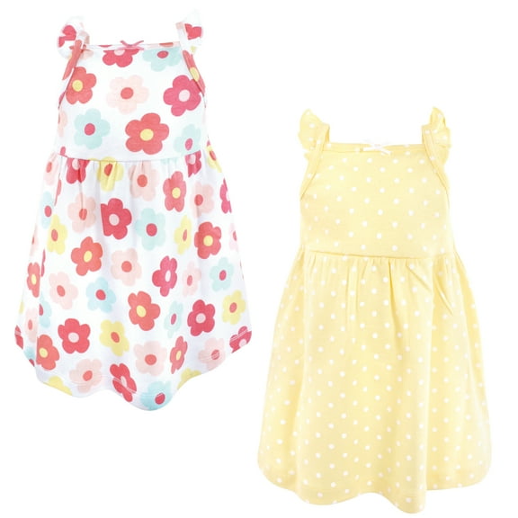 Luvable Friends Hudson Baby Dresses 2pk, Sunny Blossom, 0-3M