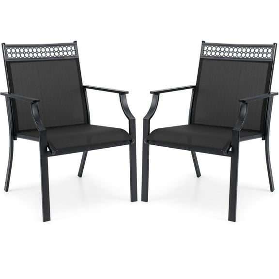 Canddidliike Patio Chairs Set of 2 with All Weather Breathable Fabric, Patio Chair for Outdoor, Black