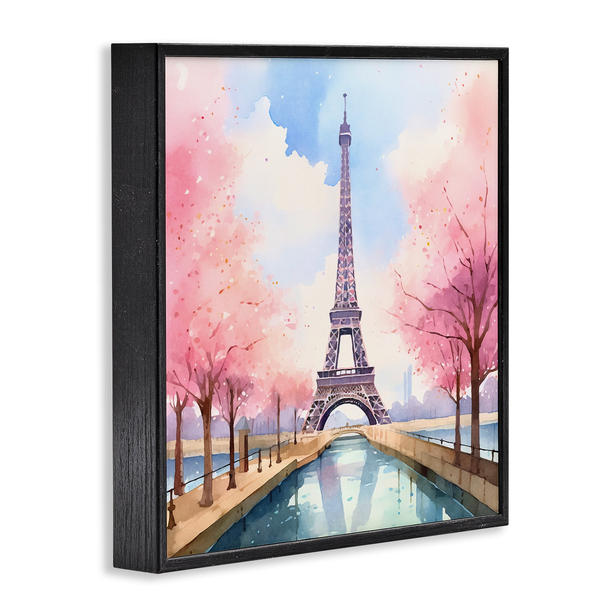 Stupell Industries Paris Rendezvous Scene Town & City Painting Black Framed Art Print Wall Art, 12 x 12