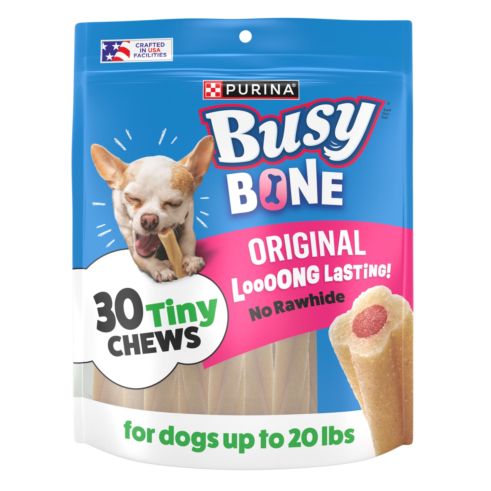 Purina Busy Bone Tiny Dog Chew Bones With Middle Made With Pork Dog Treats for Small Dogs,