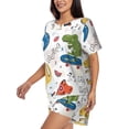 thumbnail image 2 of Qekee Dinosaur Women's Pajama Set Short Sleeve Sleepwear Summer Home Wear with Pockets Soft Short Sleeve Shirt - Dinosaur, 2 of 9