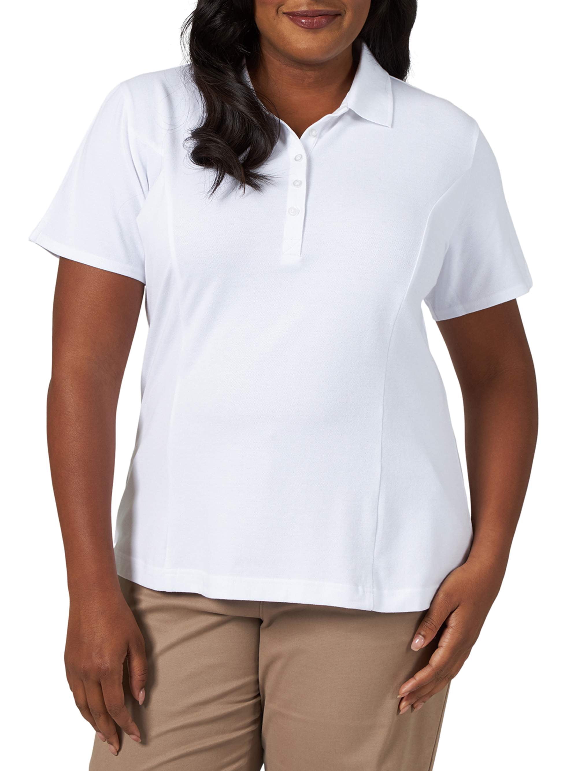 women's plus size white polo shirt