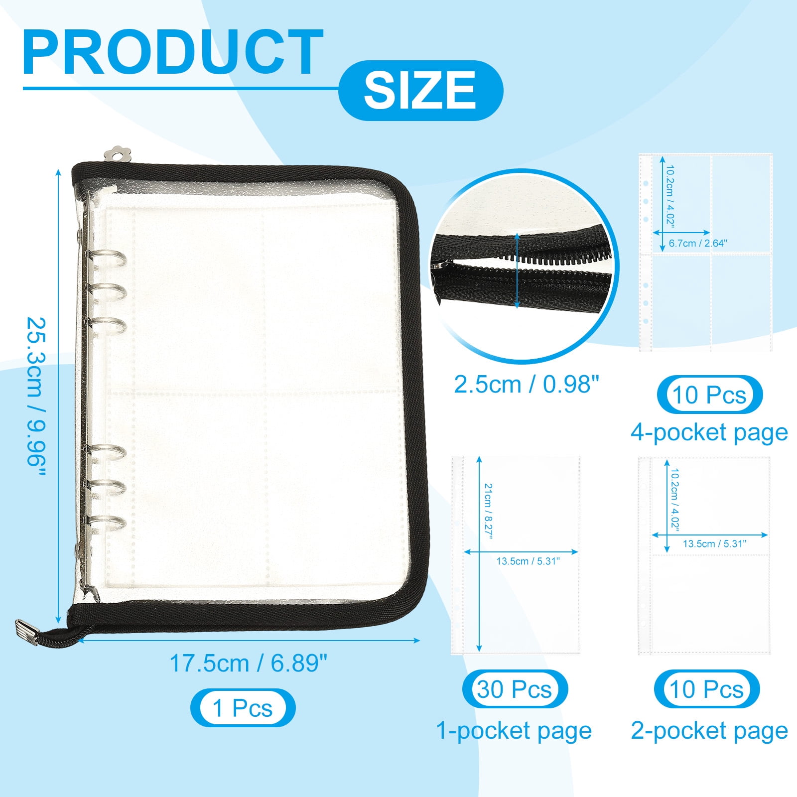 Uxcell Sticker Organizer Binder, Reusable A5 Album with 180 Pocket, Black