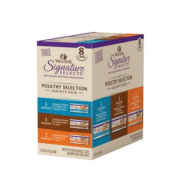 Wellness CORE Signature Selects Wet Cat Food Variety Pack, Poultry, 2.8oz Can (Pack of 8)