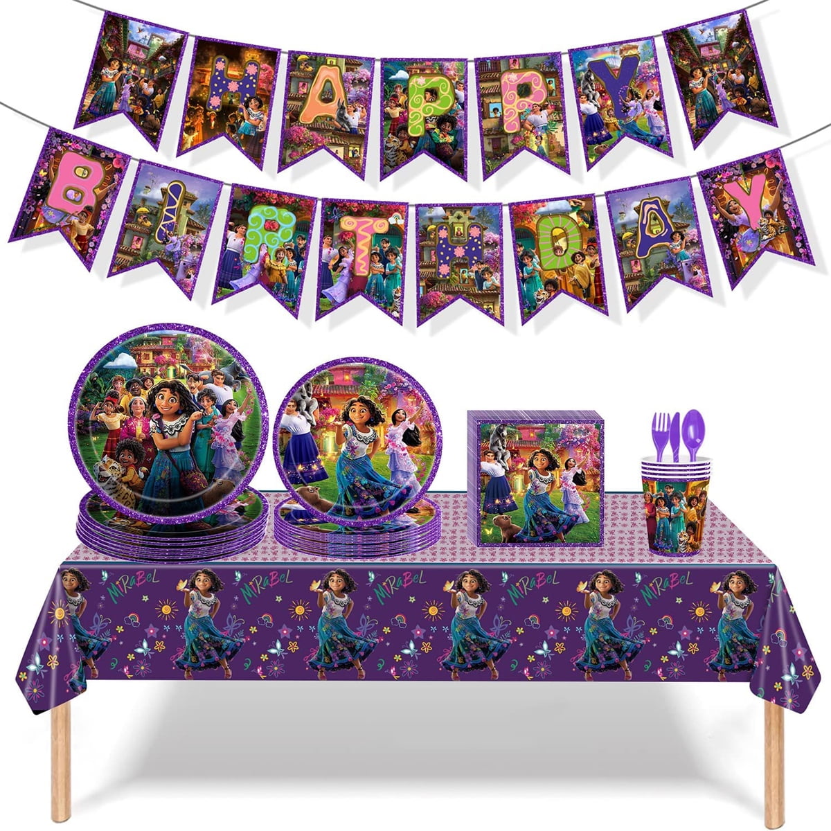 20 Napkin 1 Table Cloth Serves 20 Guest Encanto Birthday Party Supplies,Includes 20 Paper Plates 