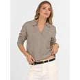 thumbnail image 6 of Women'S V Neck Long Sleeve Sweaters Dressy Casual Business Basic Knit Pullover Top Khaki 5XL, 6 of 9