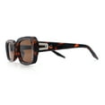 thumbnail image 6 of Womens Luxe Mod Fashion Rectangle Beveled Thick Plastic Sunglasses Tortoise - Brown, 6 of 8