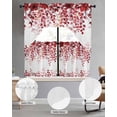 thumbnail image 2 of Red Eucalyptus Leaves Swag Kitchen Curtains Sets for Windows 24 Inch Length, Summer Botanical Weeping Short Window Curtain Panels Swags Valances and Tiers 3 Piece Set for Cafe/Dining Room, 2 of 5