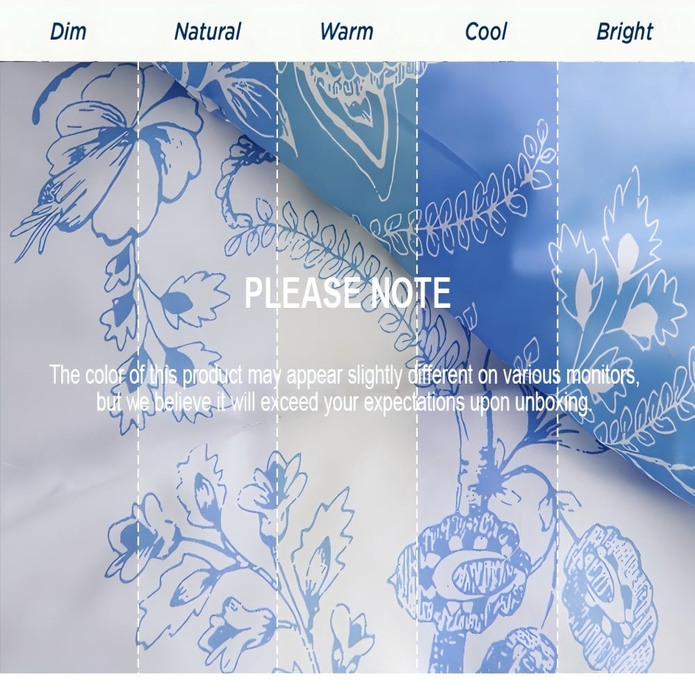 JOLUSERE Blue White Floral Leaves Queen Comforter Sets, 3 Pieces Botanical Plants Reversible Bedding Sets for Adults