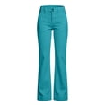 thumbnail image 4 of Mifsaly Women High Waist Flare Pants Straight Leg Casual Work Office Pants Slim Fit Everyday Fashion Trousers with Pockets Sky Blue,L, 4 of 6