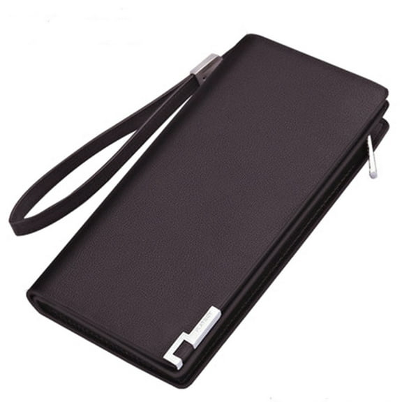 AOOOWER Men's Business PU Long Wallet Pocket Credit Card Holder Clutch Bifold Purse with Zipper