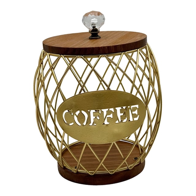 tredstone Kitchen Coffee Pod Holder Coffee Pod Container Large Capacity Organizer Effortlessly Enhances Home Decor Sturdy Gold 15x19cm
