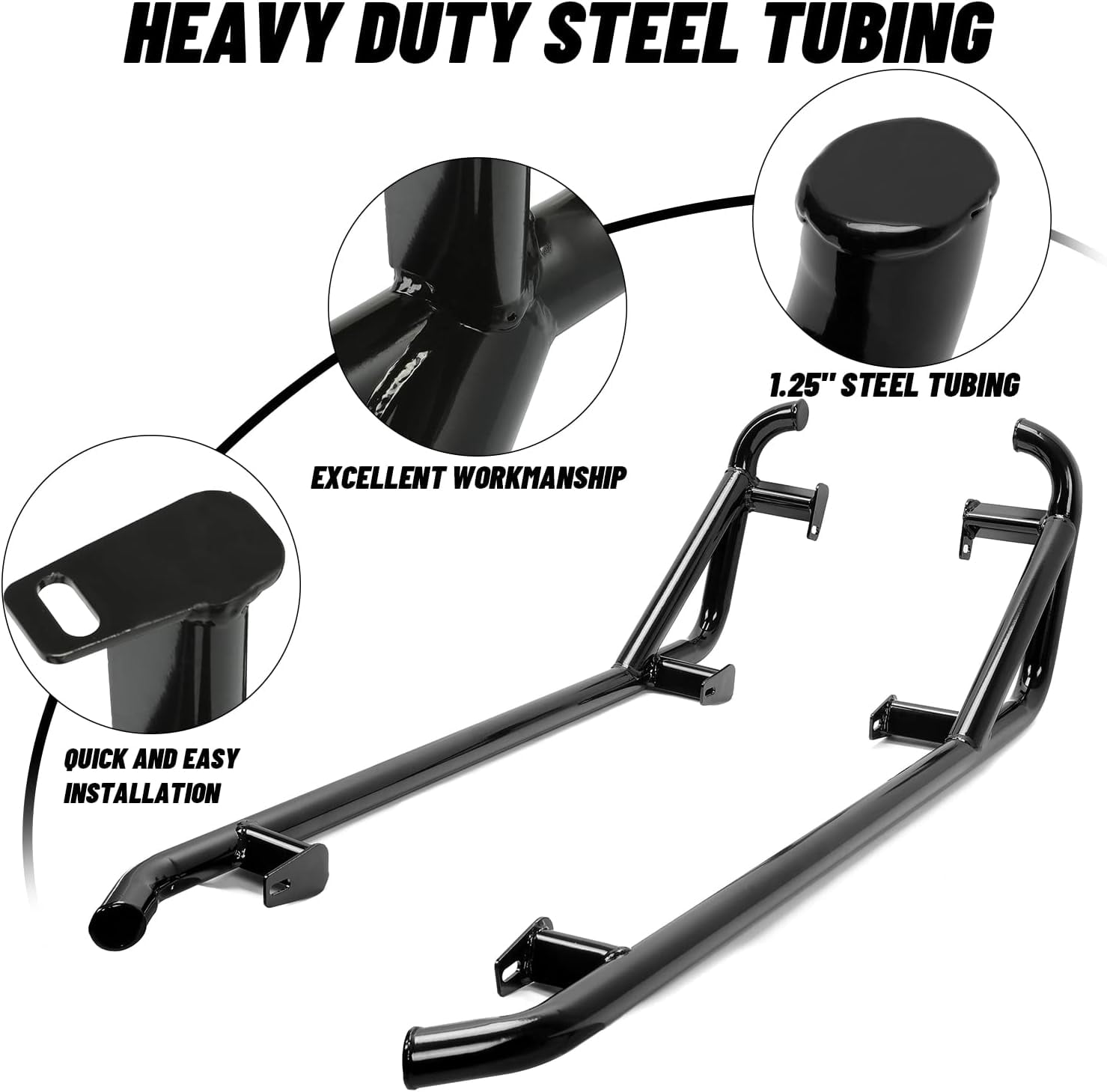 Kojem Nerf Bars Rock Sliders, Fit for Polaris 2014-2022 Polaris RZR 900, Trail 900S 1000S XP1000, Turbo