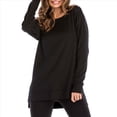 thumbnail image 2 of Sudadera de Mujer de Color Liso con Cuello Redondo, Larga y Abertura Frontal Corta y Trasera Larga Negro M, 2 of 8
