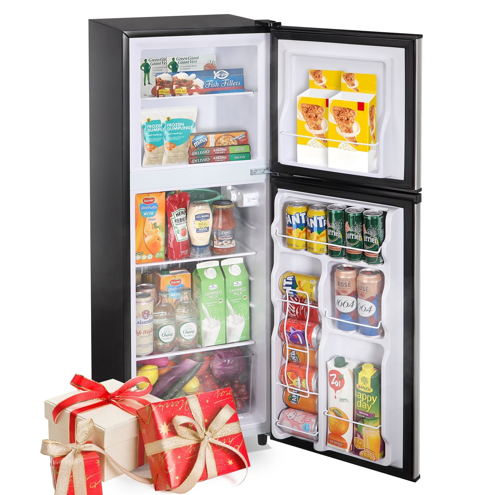 WANAI 5.0 Cu.ft Mini Refrigerator with Freezer 7 Settings Temp Adjustable Large Compact Fridge Silver