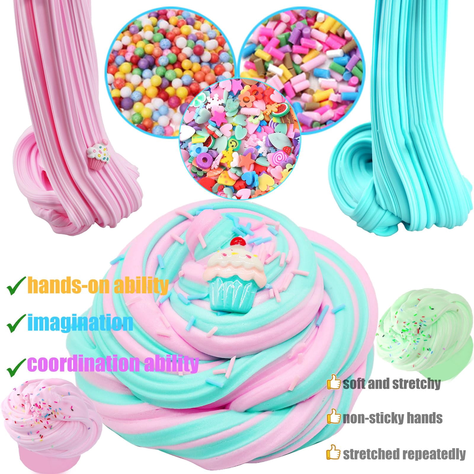 12 Pack Slime kit,DIY Butter Slime,Stress Relief Toys,Craft Toy, for Girl and Boys Party Favors,Easter Basket Fillings and Birthday Gift