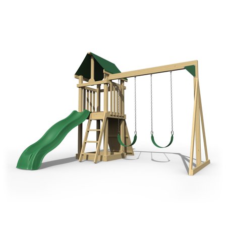 YardCraft Backyard Hideout Playset - 10.5' x 12.25' Unfinished Pine, Green
